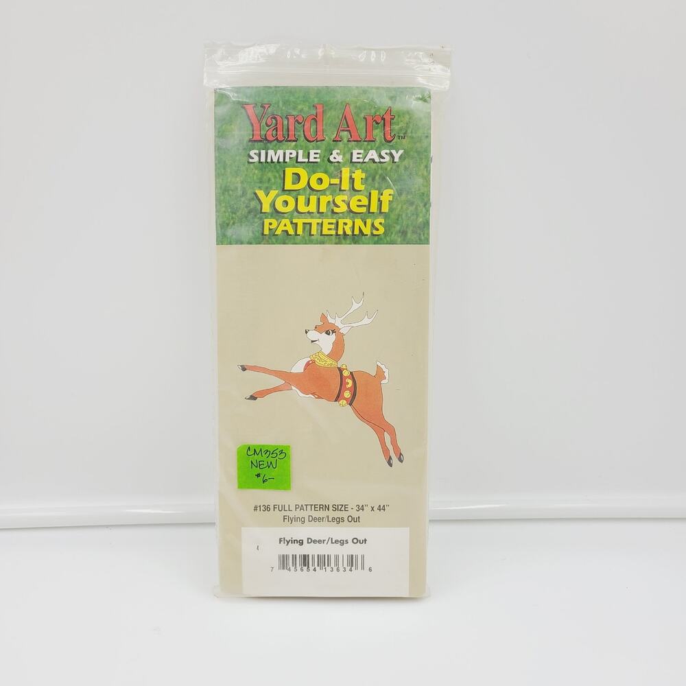 Vtg 1993 Do-It Yourself Woodcraft Pattern Flying Deer Legs Out Yard Art Pattern